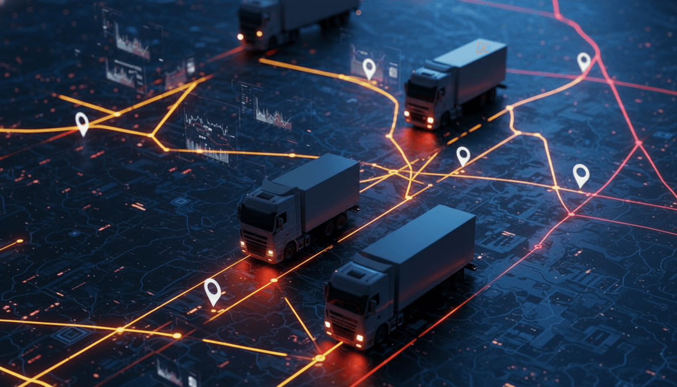 Rete logistica digitale con flotta in movimento